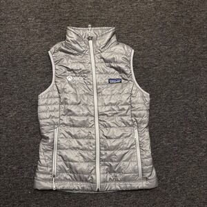 Patagonia Nano Puff Vest Women Gray Full Zip Primaloft Insulated Small Puffer